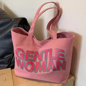Women's Eco-Friendly Cotton Canvas Tote Bag Custom Recycled Laptop Work Casual Handbag for Shopping Beach Grocery Fashionable