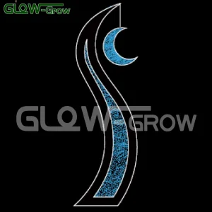 Large 2D Waterproof Outdoor LED Ramadan Blue Moon Motif Light for Holiday Festival Street Home Decoration