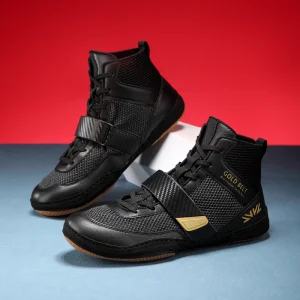 Wholesale Rubber Sole Breathable Non-Slip Professional Gym Sports Training Freestyle Combat Wrestling Boots Boxing Shoes for Men