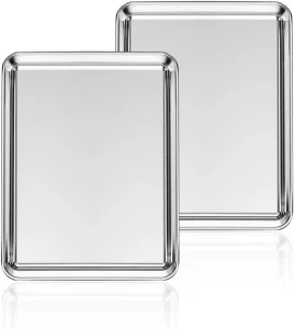 Commercial Quality Metal Baking Sheet Pan Set Natural Aluminum Alloy Cookie Baking Tray
