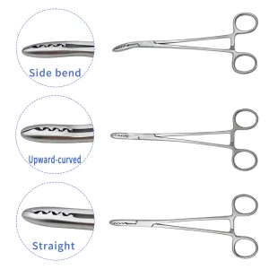 205mm Soft Tissue Forceps Straight Curved Tissue Grasp Forceps With Teeth Pet Orthopedics Instruments Autoclaveable