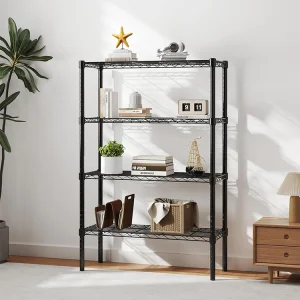 Heavy Duty Black Shelving Unit Adjustable Storage 4 Steel Wire Rack Shelf
