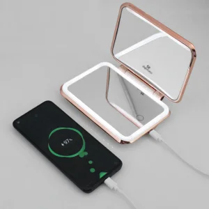 2026 Charging Treasure Makeup Mirror Power Bank Led Compact Mirror