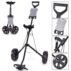 Lightweight 6lbs Golf Push Cart with Foldable Steel Frame and 9.5\" Ball Bearing Wheels