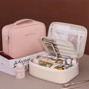 Fashion Large Capacity Travel Vanity Case Waterproof PU Professional Cosmetic Makeup Bag