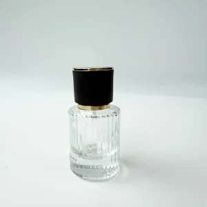 Screw Neck Finish Heavy Bottle Clear Perfume Glass Bottle with Black Cap