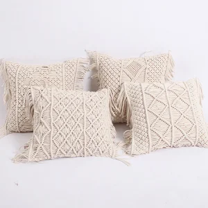 Wholesale Pillow Case/Living Room Bedroom Sofa Geometric Pattern Decorative Cushion Cover Popular Hand Woven Tassel Pillow Cover
