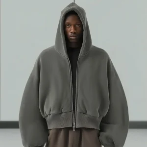Oversized Custom Crop Fit Pullover Big Hood Zip up Hoodie