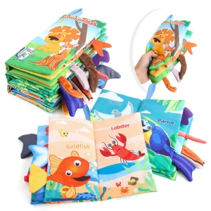 Libro de tela para bebés de desarrollo temprano al por mayor, táctil y sensorial