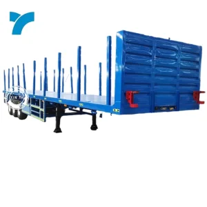 40 Ton 3 Axle Tractor Timber Trailer Wood Lift Flat Bed Trailer Transporting Log Wood Timber Steel Logging Semi Trailer