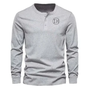 High-Quality XH-Fashion Custom Logo Men's Henley Long Sleeve Shirt