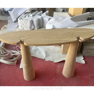 Luxury Design Natural Stone Furniture Hallway Entryway Table Modern Custom Beige Travertine Console Table
