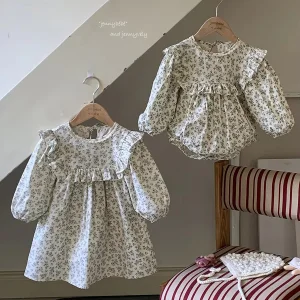 Custom Logo Autumn Baby Girls Romper Dress