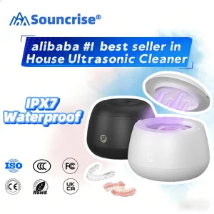 OEM IPX7 Waterproof Ultrasonic UV Dental Cleaner With 200ml Stainless Tank Household Dental Pod Ultrasonic Cleaner for Aligner