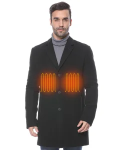 Fashion Warm Winter Outdoor Custom Heated Overcoat Battery Operated Casual Woolen Long Coat Unisex Eco-Friendly Breathable