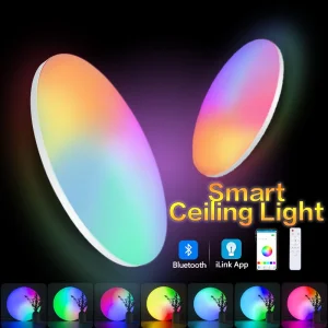 Dimmable RGB CCT Color Light Smart Home Voice Control Round I-Link APP LED Ceiling Light with Remote Control