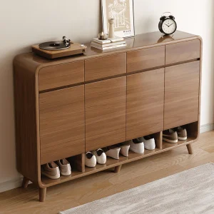 Large-capacity Solid Wood Color Shoe Cabinet for Home, Entrance Hallway, Integrated Storage Shoe Rack