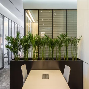 Sleek Aluminum Office Partition with Stylish Louvered Glass Door
