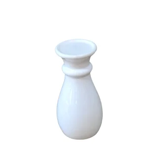 ODM Glossy White Ceramic Ring-Necked Candle Holder Manufacturers, Factory
