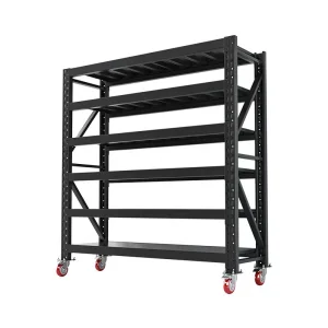 Industrial Adjustable Medium Duty Boltless Steel Warehouse Shelving Storage Racks with Wheels