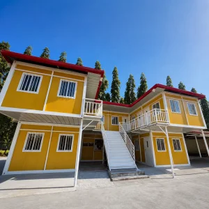 Double Storey Flat Pack Container House Prefab Modular Site Office Worker Dormitory Labor Camp Building