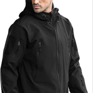 Aidu Men's Outdoor Waterproof Soft Shell Hooded Tactical Jacket Waterproof Jacket Outdoor Jacket