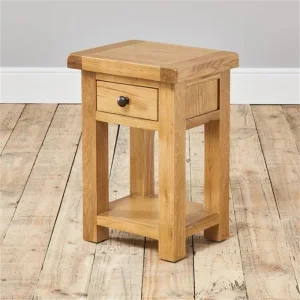 Nordic Solid Oak Living Room Side Table Sofa Center End Table Rural Rectangular 1 Drawer with 1 Shelf Small Coffee/Tea Table for Patio Garden Hotel Using