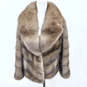 High Quality Winter Plus Size Women Muskrat Fur Coat Short Mink Fur Coat Retro Luxury Standcollar Muskrat Women's Real Fur Coat
