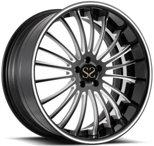Forged 2 Piece Wheels Black Barrel Lip Spoke for Mercedes Benz Multi Spokes Aluminum Alloy Rims