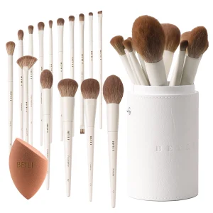 New Custom Logo Vegan Synthetic Hair 15pcs Beige Makeup Brushes