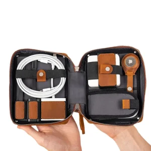 China Electronic Accessory Bag Leather Cable Organizer Manufacturer, Supplier