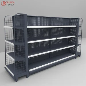 Single-Sided Supermarket Display Rack Light and Heavy Duty Metal Shelf Cheap Steel Design for Grocery Store