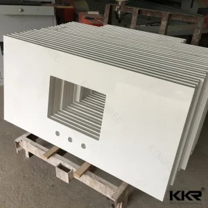 Artificial Stone Marble-Like Solid Surface Stone Bathroom Vanity Top for Hotel Projects