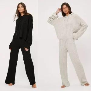 Manufacturer China Good Quality Long Sleeves Relaxed Knitted Women Leisure Household Women Loungewear