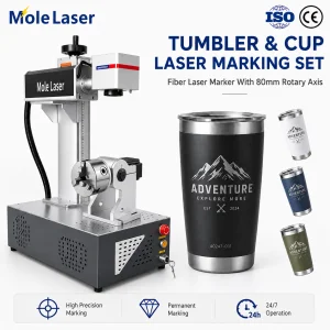All-in-one Fiber Laser Marking Machine With Rotary Axis 20W 30W 50W For Tumbler Cup Metal Engraving Device