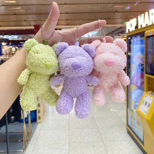 Plush Keychains Toys Wholesale Kawaii Teddy Bear Cute Soft Cartoon Anime Durable 3D Shape Women's Bag Pendant Accessories