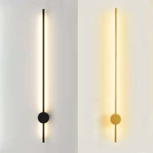Minimalist Strip 110V Nordic Style Interior Copper Wall Lamp Sconce Indoor Bedroom Aisle Black Long Strip Wall Light