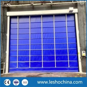 Industrial Wind Resistant Plastic PVC Fabric Rapid Folding up Roller Shutter Automatic High Speed Fast Acting Rolling up Gate Stacking Door for Warehouse Garage