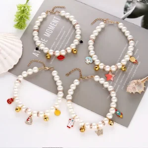 Hot Sale Pet Cat Collar Pearls Necklace Cute Fashion Pet Collars