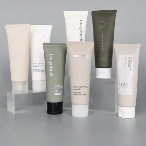 Customized Soft Touch Vanish Logo And Design 3-400g Matte Gray Beige Plastic Soft Packaging Tube Facial Cleanser Squeeze Tube