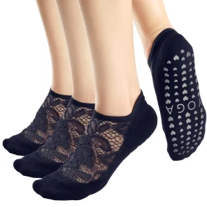 2023fashionable Women S Lace Floral Mesh Pilates Barre Breathable Nonslip Yoga Socks