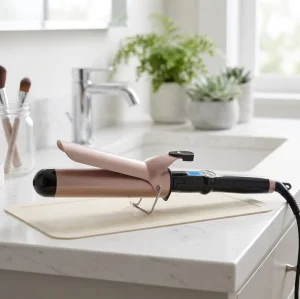 Professional Electric Portable 1.25-Inch Ceramic PTC Hair Curling Iron with LCD Temperature Display 450F Fast Heating