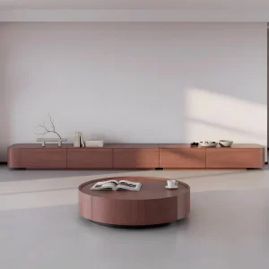 Modern Wooden Media Console TV Cabinet for Apartment Hotel Living Room Furniture