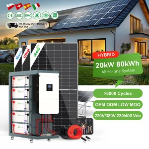 10kw 15kw 20kw 25kw Inverter All In One 50kwh 100kwh 200kwh Lithium Ion Battery Hybrid Home Solar Power System With Solar Panels