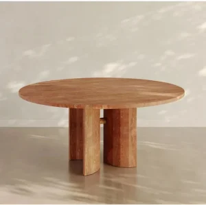 Vintage Furniture Simple Design Natural Marble Round Red Travertine Stone Coffee Table for Home Decoration