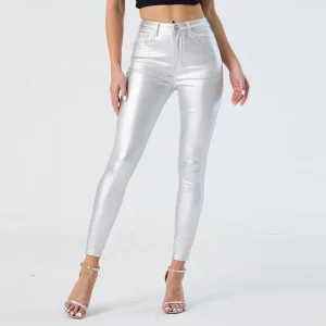Leggings Prateadas Personalizadas de Cintura Alta