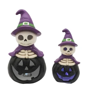 Wholesale Ceramic Skull on Haunted Pumpkin HDFS8130