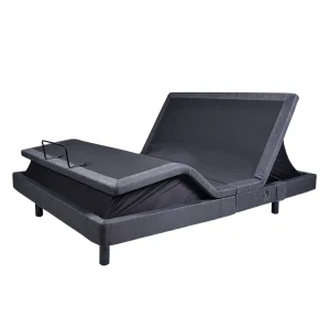 Cama inteligente ajustable Tecforcare con masaje y televisión, cama de lujo tamaño king, mueble de cuero, cama de madera maciza con base doble