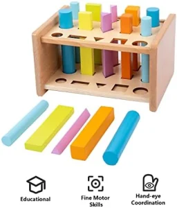 Montessori Sensory Educational Toys Unisex 1-2-3 Years Wooden 3D Shape Matching Color Sorting Sticks Game 15 Pcs Cognitive China