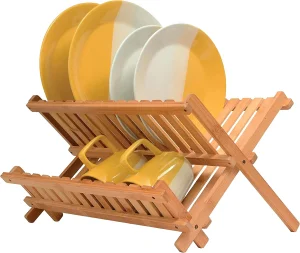 Bamboo Dish Drying Rack for Kitchen Counter Top